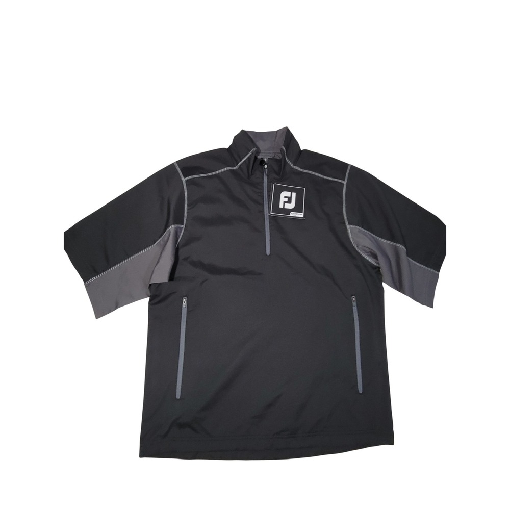 FootJoy Golf Wind Shirt Jacket Men Small Short Sleeve Half Zip Windbreaker Black